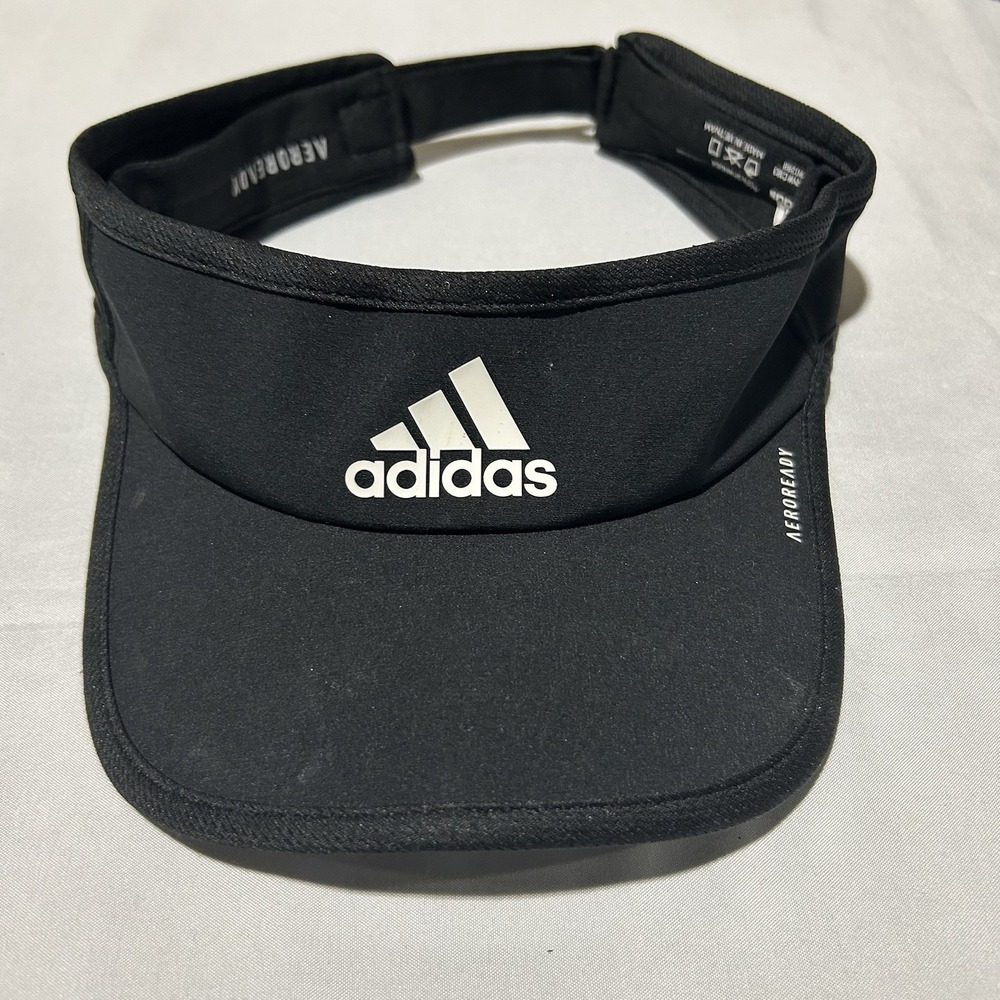 Adidas Aeroready Black Visor Adjustable Golf Outdoor Sports Logo One Size‎
